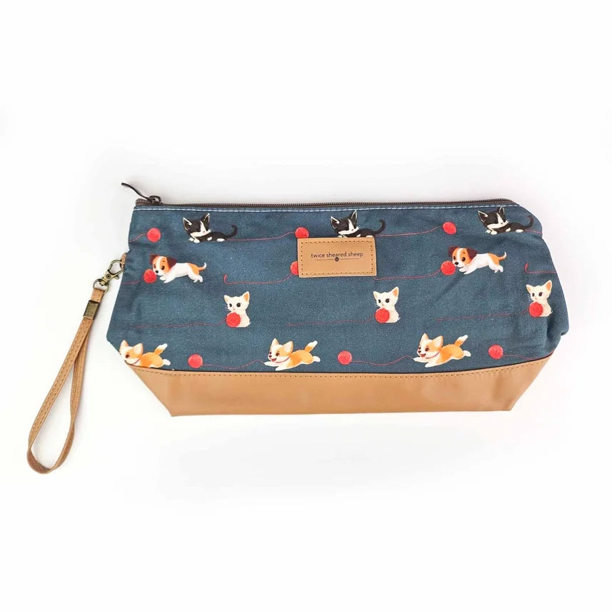 Cats & Dogs Trinity Bag - Medium Zippered Knitting Project Bag