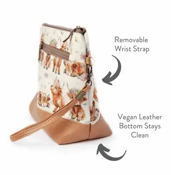 Maisy the Highland Cow Small Zippered Sock Project Bag